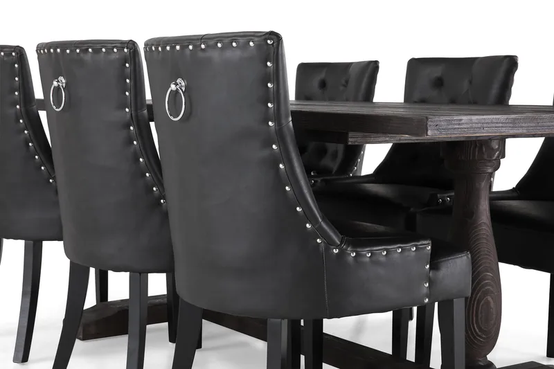 Dijon Matgrupp 200 cm med 6 Tuva Fåtölj - Vintage Trä / Svart Pu - Products - Möbler - Bord & matgrupp - Matgrupp