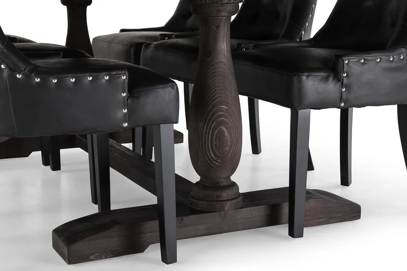 Dijon Matgrupp 200 cm med 6 Tuva Fåtölj - Vintage Trä / Svart Pu - Products - Möbler - Bord & matgrupp - Matgrupp