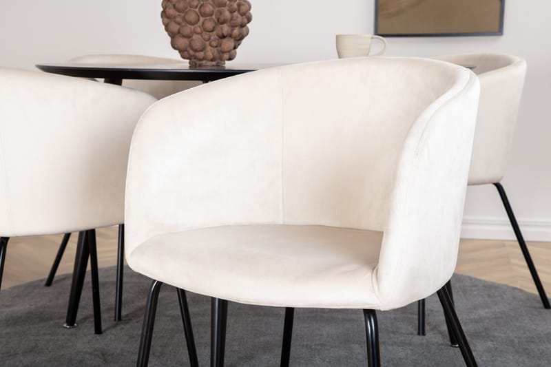 Dipp Matgrupp 115 cm Rund med 4 Berit stolar - Beige - Products - Möbler - Bord & matgrupp - Matgrupp