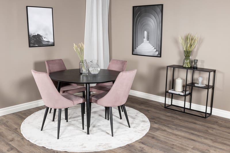 Dipp Matgrupp 115 cm Rund med 4 Leone stolar - Svart - Products - Möbler - Bord & matgrupp - Matgrupp
