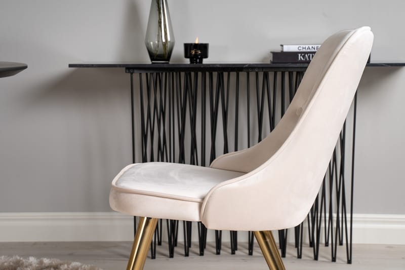 Dipp Matgrupp 115 cm Rund med 4 Velvet Deluxe stolar - Beige - Products - Möbler - Bord & matgrupp - Matgrupp
