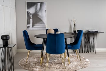 Dipp Matgrupp 115 cm Rund med 4 Velvet stolar - Svart - Products - Möbler - Bord & matgrupp - Matgrupp