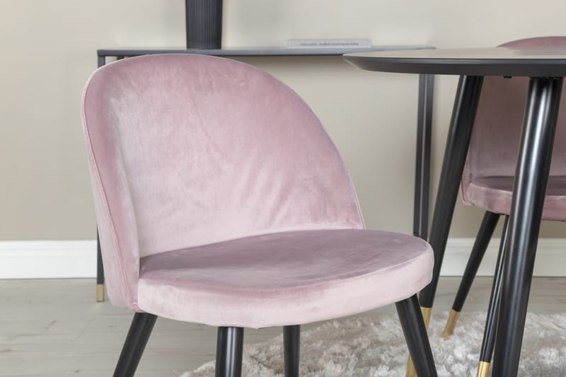 Dipp Matgrupp 115 cm Rund med 4 Velvet stolar - Svart/Guld - Products - Möbler - Bord & matgrupp - Matgrupp