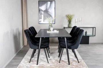 Dipp Matgrupp 180 cm Rektangulär med 6 Velvet Deluxe stolar - Svart - Products - Möbler - Bord & matgrupp - Matgrupp