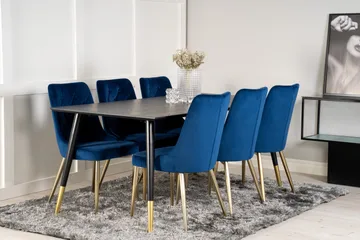 Dipp Matgrupp 180 cm Rektangulär med 6 Velvet Deluxe stolar - Svart - Products - Möbler - Bord & matgrupp - Matgrupp