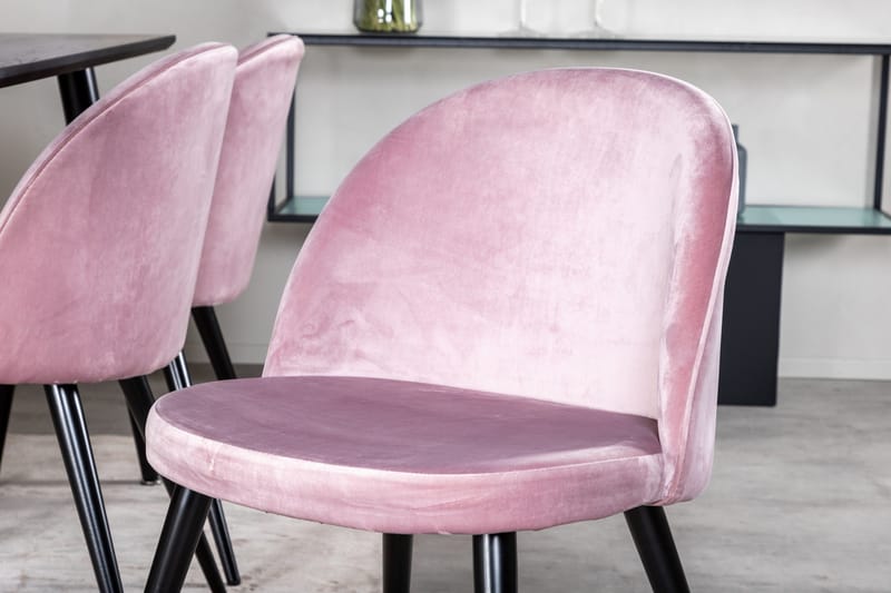 Dipp Matgrupp 180 cm Rektangulär med 6 Velvet stolar - Svart - Products - Möbler - Bord & matgrupp - Matgrupp