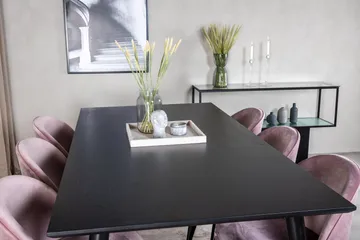 Dipp Matgrupp 180 cm Rektangulär med 6 Velvet stolar - Svart - Products - Möbler - Bord & matgrupp - Matgrupp