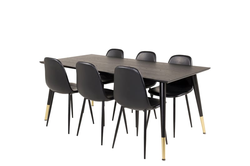 Dipp Matgrupp 180 cm Rektangulär med 6 Polar stolar - Svart/Guld - Products - Möbler - Bord & matgrupp - Matgrupp