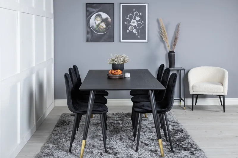 Dipp Matgrupp 180 cm Rektangulär med 6 Polar stolar - Svart/Guld - Products - Möbler - Bord & matgrupp - Matgrupp