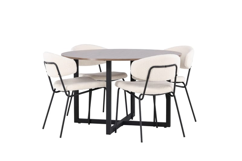 Durango Matgrupp 120 cm Rund med 4 Chico Stolar - Valnöt - Products - Möbler - Bord & matgrupp - Matgrupp