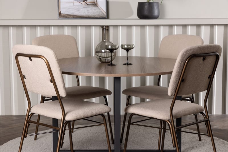 Durango Matgrupp 120 cm Rund med 4 Seda Stolar - Valnöt - Products - Möbler - Bord & matgrupp - Matgrupp