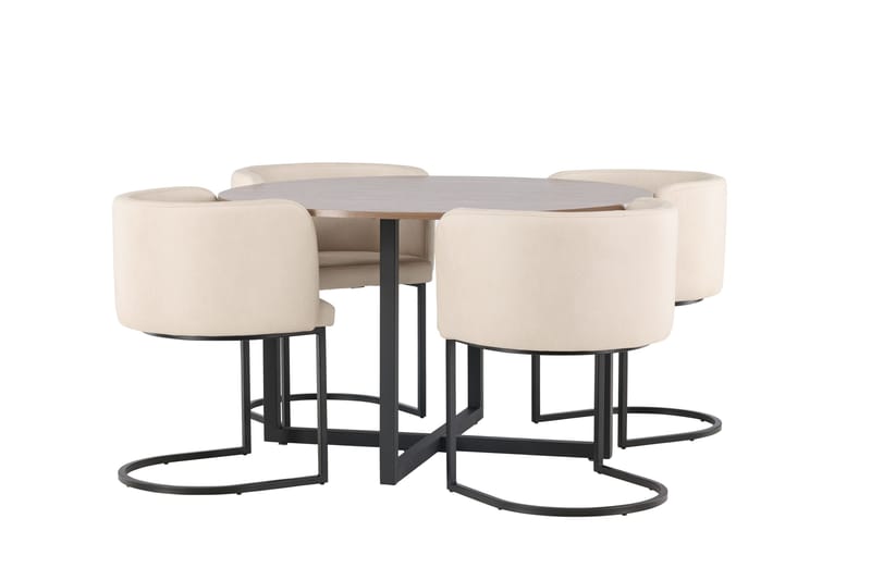 Durango Matgrupp 120 cm Rund med 4 Simrishamn Stolar - Valnöt - Products - Möbler - Bord & matgrupp - Matgrupp