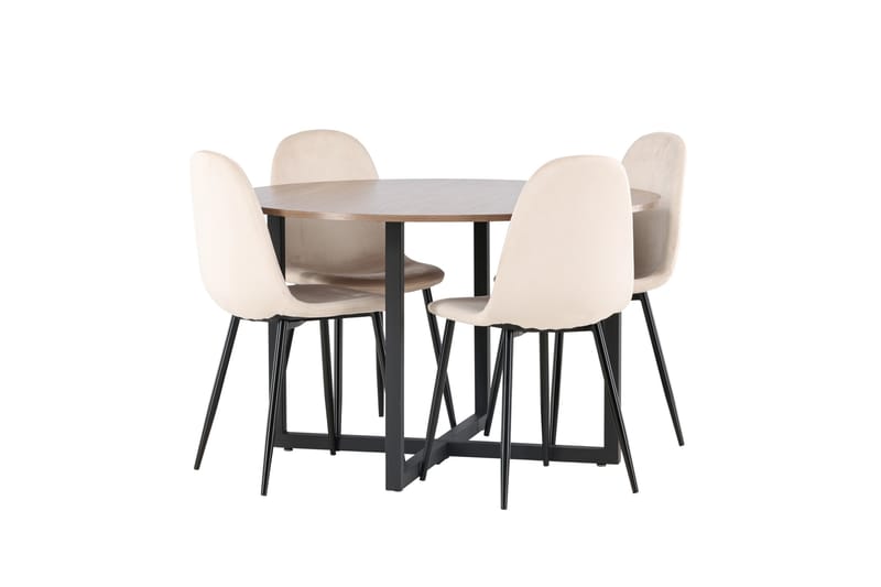 Durango Matgrupp 120 cm Rund med 4 Polar Stolar - Valnöt - Products - Möbler - Bord & matgrupp - Matgrupp