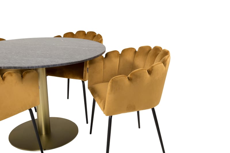 Estelle Matgrupp 106 cm Rund med 4 Limhamn stolar - Svart/Guld - Products - Möbler - Bord & matgrupp - Matgrupp