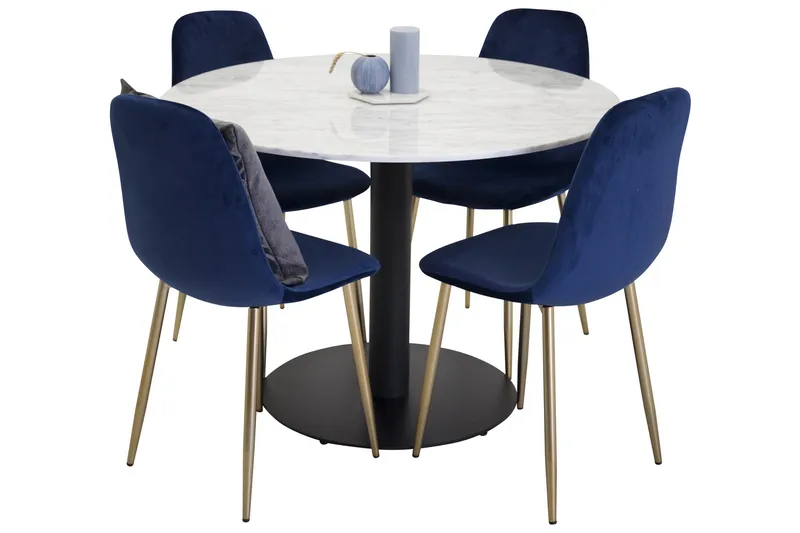 Estelle Matgrupp 106 cm Rund med 4 Polar stolar, Svart