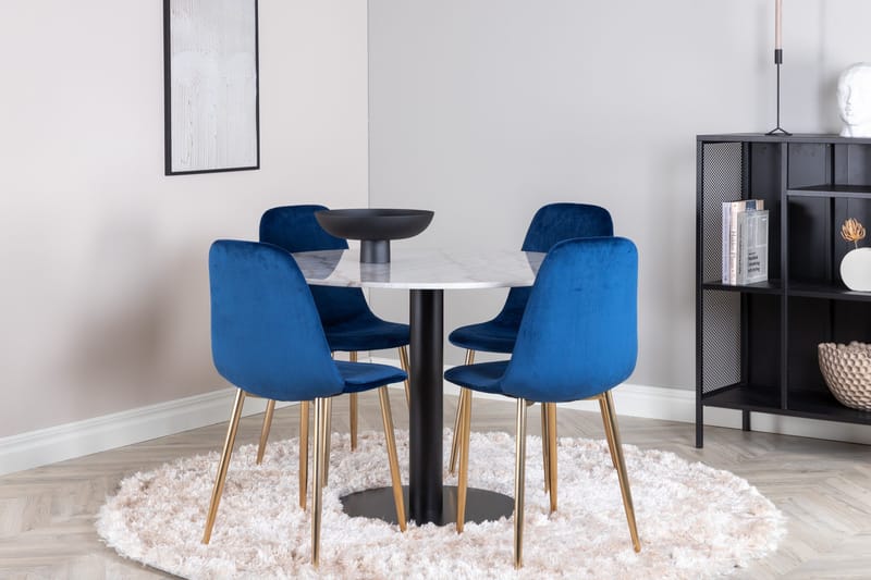 Estelle Matgrupp 106 cm Rund med 4 Polar stolar - Svart - Products - Möbler - Bord & matgrupp - Matgrupp