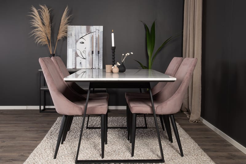 Estelle Matgrupp 140 cm Rektangulär med 4 Leone stolar - Svart - Products - Möbler - Bord & matgrupp - Matgrupp