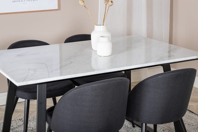 Estelle Matgrupp 140 cm Rektangulär med 4 Velvet stolar - Svart - Products - Möbler - Bord & matgrupp - Matgrupp