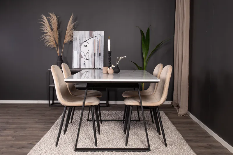 Estelle Matgrupp 140 cm Rektangulär med 4 Polar stolar - Beige - Products - M öbler - Bord & matgrupp - Matgrupp