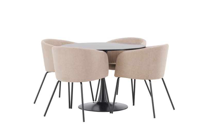 Glade Matgrupp 100 cm Rund med 4 Berit stolar - Beige - Products - Möbler - Bord & matgrupp - Matgrupp