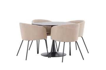 Glade Matgrupp 100 cm Rund med 4 Berit stolar - Beige - Products - Möbler - Bord & matgrupp - Matgrupp