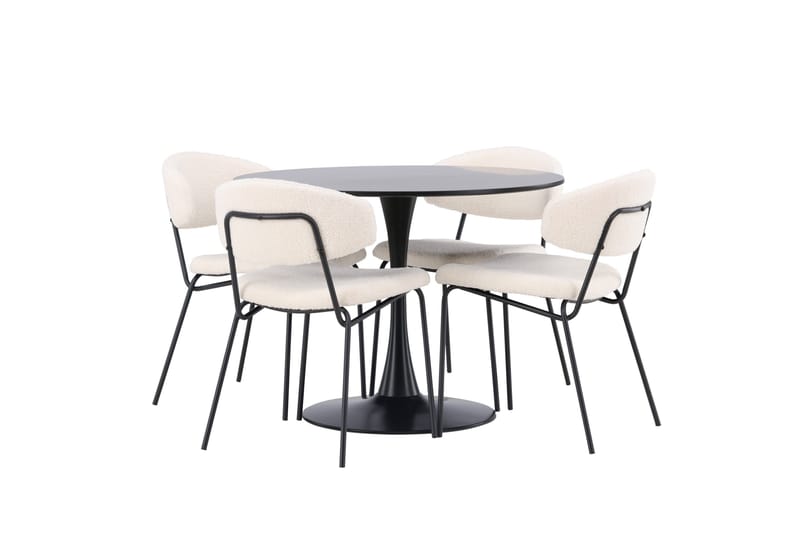 Glade Matgrupp 100 cm Rund med 4 Chico Stolar - Svart - Products - Möbler - Bord & matgrupp - Matgrupp