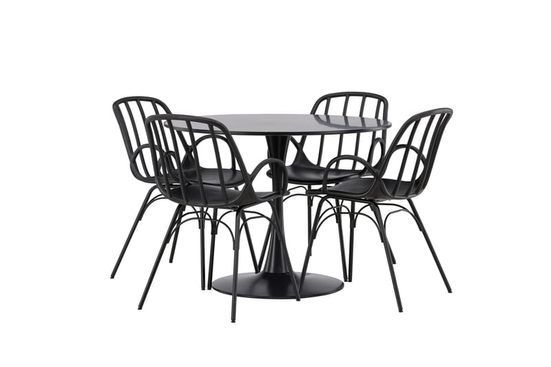 Glade Matgrupp 100 cm Rund med 4 Dyrön stolar - Svart - Products - Möbler - Bord & matgrupp - Matgrupp