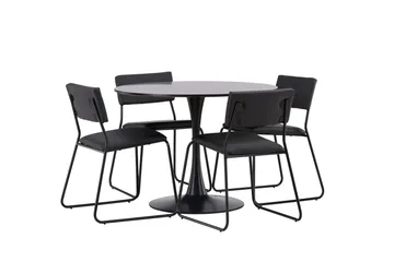 Glade Matgrupp 100 cm Rund med 4 Kenth Stolar - Svart - Products - Möbler - Bord & matgrupp - Matgrupp