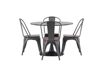 Glade Matgrupp 100 cm Rund med 4 Tempe stolar - Mörkgrå - Products - Möbler - Bord & matgrupp - Matgrupp