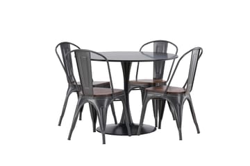 Glade Matgrupp 100 cm Rund med 4 Tempe stolar - Mörkgrå - Products - Möbler - Bord & matgrupp - Matgrupp
