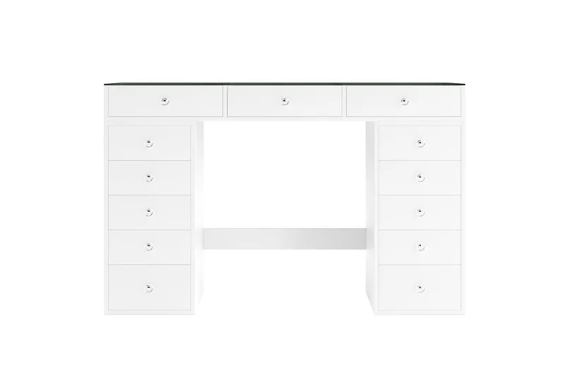 Glow Stort sminkbord med glasskiva - Förvaring med lådor och fack  120 cm - Vit - Products - Möbler - Bord & matgrupp - Sminkbord & toalettbord