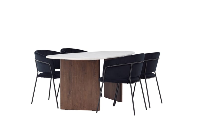 Grönvik Matgrupp 180 cm Oval med 4 Selma Stolar - Mocca - Products - Möbler - Bord & matgrupp - Matgrupp