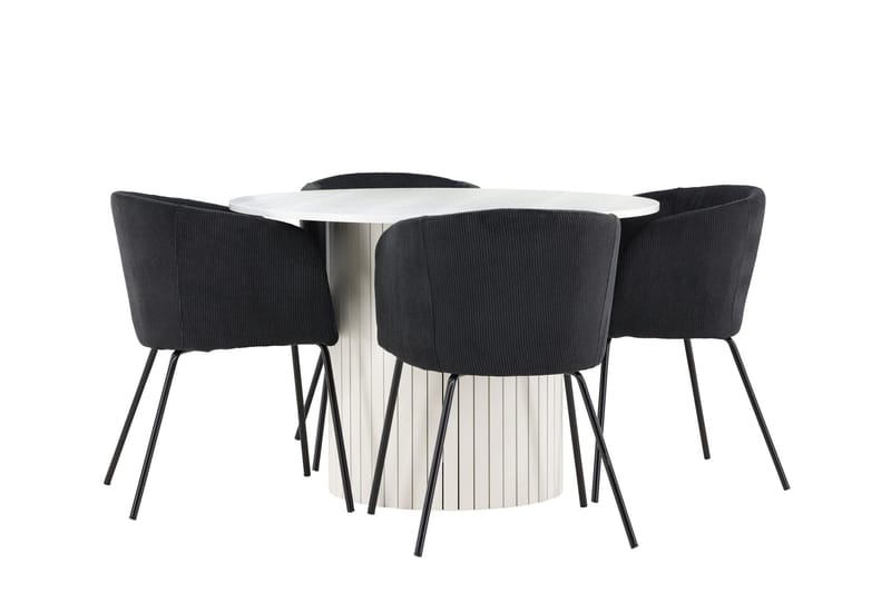 Härön Matgrupp 110 cm Rund med 4 Berit stolar - Vit/Svart - Products - Möbler - Bord & matgrupp - Matgrupp