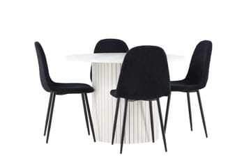 Härön Matgrupp 110 cm Rund med 4 Polar stolar - Vit/Svart - Products - Möbler - Bord & matgrupp - Matgrupp
