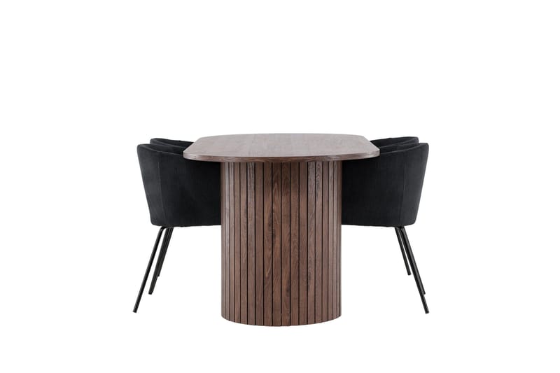 Härön Matgrupp 200 cm Oval med 4 Berit stolar - Mocca/Svart - Products - Möbler - Bord & matgrupp - Matgrupp