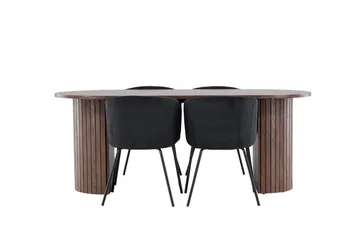 Härön Matgrupp 200 cm Oval med 4 Berit stolar - Mocca/Svart - Products - Möbler - Bord & matgrupp - Matgrupp