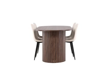 Härön Matgrupp 200 cm Oval med 4 Polar stolar - Mocca/Beige - Products - Möbler - Bord & matgrupp - Matgrupp