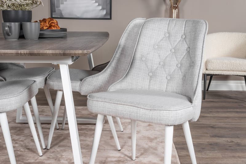 Inca Matgrupp Förlängningsbar 160 cm Rektangulär med 4 Velvet Deluxe stolar - Ljusgrå - Products - Möbler - Bord & matgrupp - Matgrupp