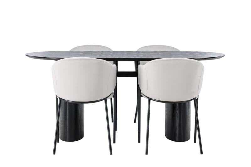Isolde Matgrupp 180 cm Oval med 4 Evelina stolar - Svart - Products - Möbler - Bord & matgrupp - Matgrupp