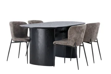 Isolde Matgrupp 180 cm Oval med 4 Modesto stolar - Svart - Products - Möbler - Bord & matgrupp - Matgrupp
