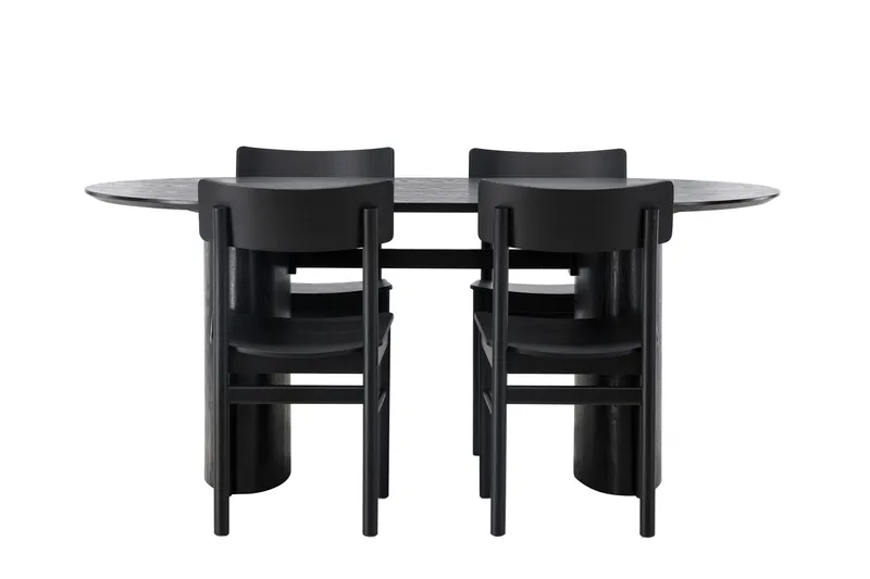 Isolde Matgrupp 180 cm Oval med 4 Montros stolar, Svart