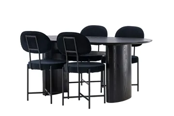 Isolde Matgrupp 180 cm Oval med 4 Stella stolar - Svart - Products - Möbler - Bord & matgrupp - Matgrupp