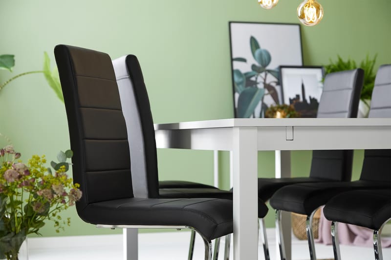 Jasmin Förlängningsbar Matgrupp 180 cm med 6 Cibus Stol - Vit/Svart - Products - Möbler - Bord & matgrupp - Matgrupp