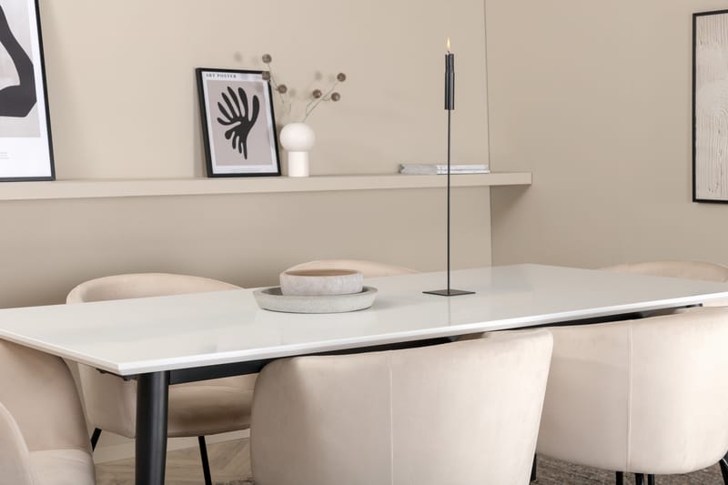 Jimmy Matgrupp 195 cm Rektangulär med 6 Berit stolar - Beige - Products - Möbler - Bord & matgrupp - Matgrupp