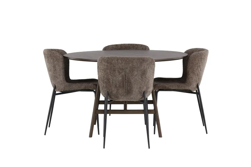 Kaseidon Matgrupp 100 cm Rund med 4 Modesto stolar, Svart