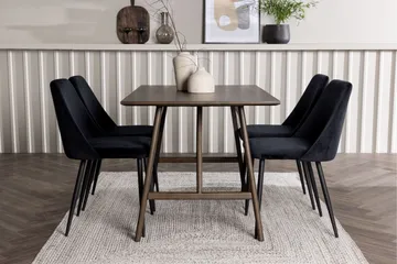 Kaseidon Matgrupp 120 cm Rektangulär med 4 Night stolar - Svart - Products - Möbler - Bord & matgrupp - Matgrupp
