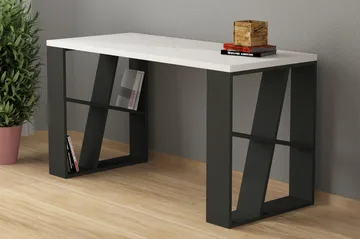Honemey Skrivbord 140 cm - Vit/Mörkgrå - Products - Möbler - Bord & matgrupp - Kontorsbord - Datorbord
