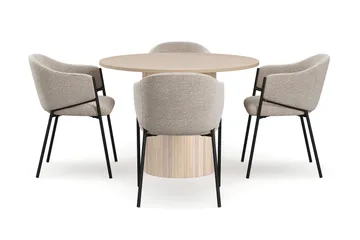 Kopparbo Matbord 106 cm med 4 Filip Matstolar - White / Taupe Bouclé - Products - Möbler - Bord & matgrupp - Matgrupp