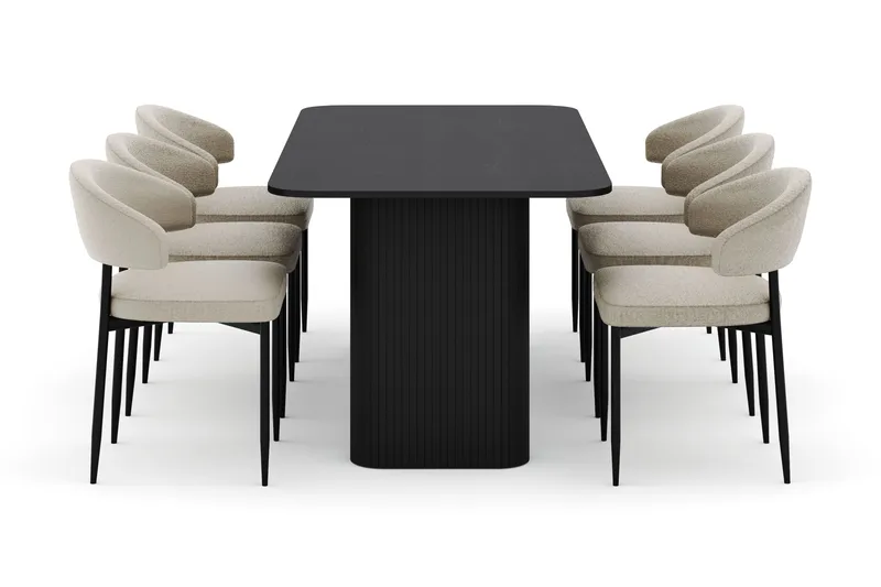 Kopparbo Matbord 180-240 cm Förlängningsbart med 6 Sawako Stolar - Svart - Products - Möbler - Bord & matgrupp - Matgrupp