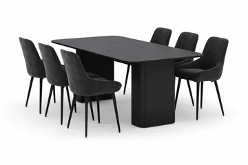 Kopparbo Matgrupp 200-206cm med 6 Alsarp Matstolar - Svart - Products - Möbler - Bord & matgrupp - Matgrupp